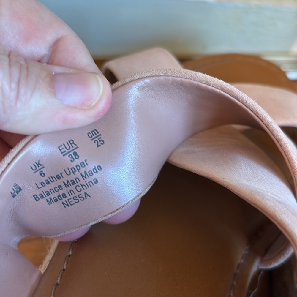🦥 Franco Sarto, Nessa tan nude, blush colored strap, sandal rope, cork - Picture 5 of 7